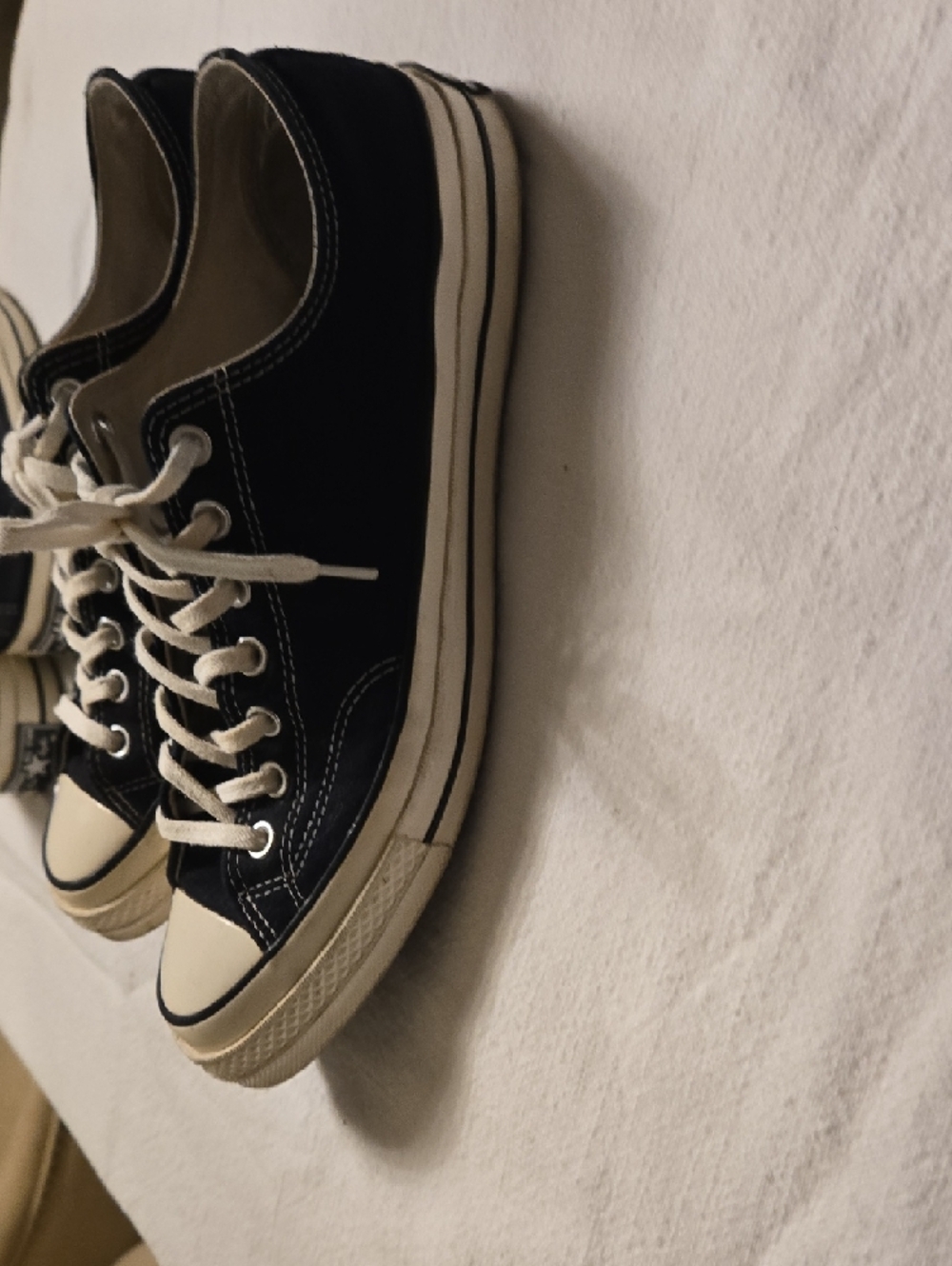 Converse Black Canvas Low-Top Sneakers with Cream Accents - Picture 4 of 6